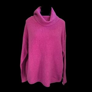 Cleo Women's Pink Cowl Neck Sweater With White Button Accents Size L